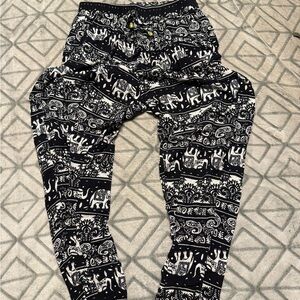 Black and White Elephant Printed Bottoms
